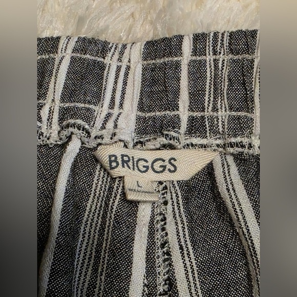 Briggs Linen Blend Pants Blue Striped Drawstring Elastic Women’s Size Large EUC - Picture 6 of 8